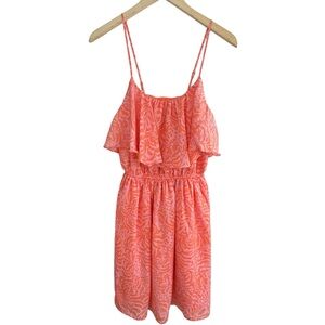 Lilly Pulitzer For Target Jungle Orange Satin Flounce Casual Dress Sz Xs